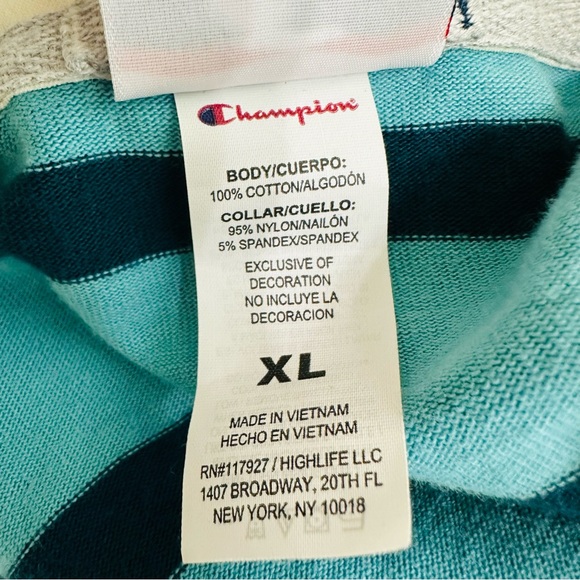 Champion Striped Long Sleeve Rugby Shirt Collared Size XL - Picture 7 of 7